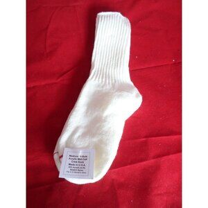 1 Pair of Med Hi Bulk Acrylic Mid Calf Crew Steel Toe Socks 4-10 Made USA White